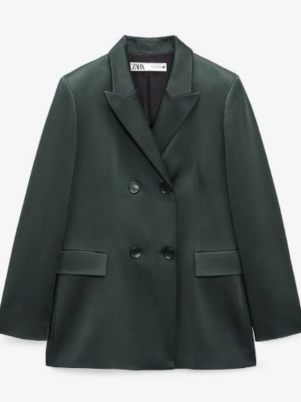 Zara Double-Breasted Dark Green Blazer